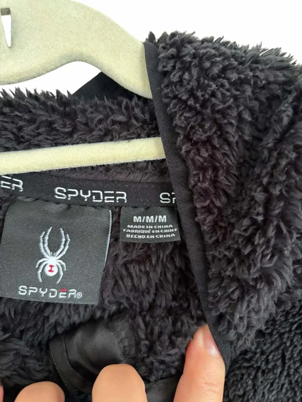 Spyder Women's Black Full-Zip Sherpa Fleece Hooded Jacket with Chest Pocket